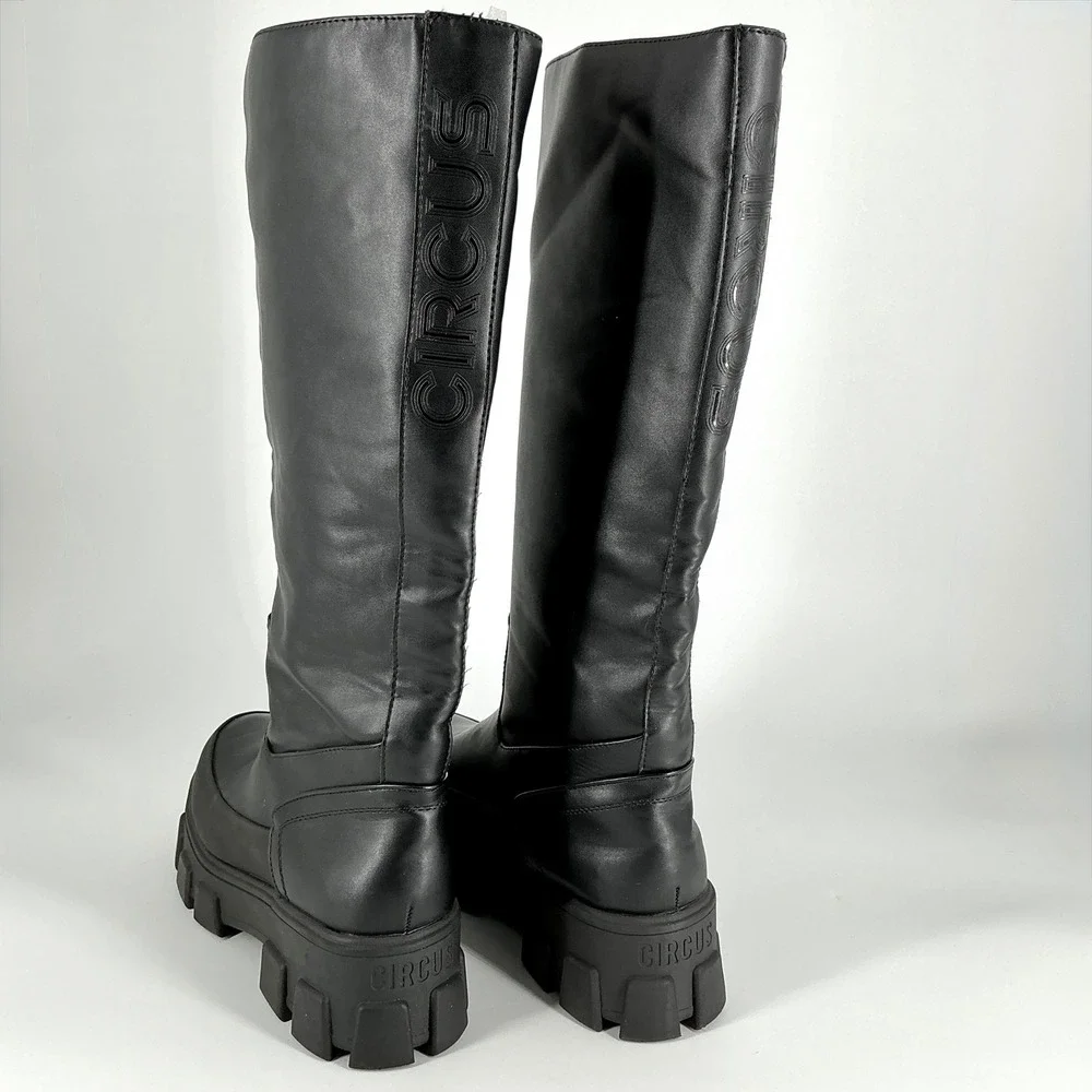 Circus NY Sam Edelman Size 9.5 Black Knee High Lug Sole Platform Boots Dollie